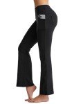 CAMBIVO Bootcut Yoga Pants for Women with 4 Pockets, Flare Leggings Tummy Control Bootcut Casual Dress Pants with Pockets (Medium, Black)