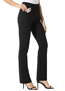 Willit 31" Women's Yoga Dress Pants Business Work Bootcut Pants Stretch Office Slacks with 4 Pockets Black L