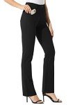 Willit 31" Women's Yoga Dress Pants Business Work Bootcut Pants Stretch Office Slacks with 4 Pockets Black L