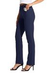 Willit 29" Women's Dress Yoga Pants Work Slacks Straight Leg Stretchy Office Pants with 4 Pockets Navy Blue L