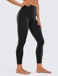 CRZ YOGA Womens Brushed Naked Feeling Workout Leggings 25" - High Waisted Gym Compression Athletic Tummy Control Yoga Pants Black Medium