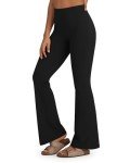 Promover Bootleg Yoga Pants Womens Flare Leggings High Waisted Bootcut Dress Pants Wide Leg Pants(Black-31,XL)