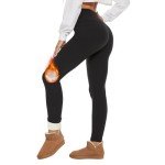 HLTPRO Fleece Lined Leggings Women - Winter Thermal Warm High Waisted Tummy Control Pants for Yoga Running Workout Gym Black