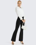 Promover Bootleg Yoga Pants Womens Flare Leggings High Waisted Bootcut Dress Pants Wide Leg Pants(Black-31,XL)