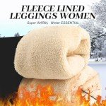 HLTPRO Fleece Lined Leggings Women - Winter Thermal Warm High Waisted Tummy Control Pants for Yoga Running Workout Gym Black