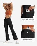 Willit Women's Flare Leggings Crossover Yoga Pants High Waist Bootcut Workout Leggings with Pockets 29" Black M