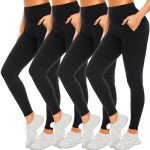 FULLSOFT 4 Pack Leggings for Women with Pockets-No See-Through High Waisted Tummy Control Workout Yoga Pants(4 Pack Biack,Black,Black(with Pockets) Large-X-Large)