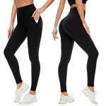 FULLSOFT 4 Pack Leggings for Women with Pockets-No See-Through High Waisted Tummy Control Workout Yoga Pants(4 Pack Biack,Black,Black(with Pockets) Large-X-Large)
