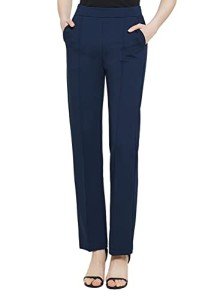 Urban CoCo Women's Yoga Dress Pants Stretchy Casual Slacks Straight Leg Work Pants with Pockets (Navy Blue, XL)