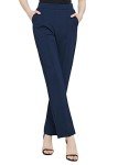 Urban CoCo Women's Yoga Dress Pants Stretchy Casual Slacks Straight Leg Work Pants with Pockets (Navy Blue, XL)
