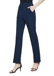 Urban CoCo Women's Yoga Dress Pants Stretchy Casual Slacks Straight Leg Work Pants with Pockets (Navy Blue, XL)