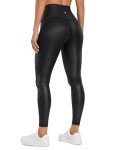 CRZ YOGA Butterluxe Matte Faux Leather Leggings for Women 25" - High Waisted Stretch Ankle Leather Pants Pleather Tights Faux Leather Black Medium