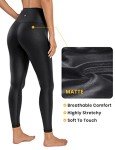 CRZ YOGA Butterluxe Matte Faux Leather Leggings for Women 25" - High Waisted Stretch Ankle Leather Pants Pleather Tights Faux Leather Black Medium