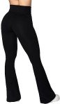 Sunzel Flare Leggings, Crossover Yoga Pants with Tummy Control, High-Waisted and Wide Leg, 34 Inseam, Black, Medium