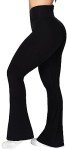 Sunzel Flare Leggings, Crossover Yoga Pants with Tummy Control, High-Waisted and Wide Leg, 34 Inseam, Black, Medium