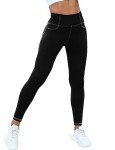 VOOVEEYA Curvy Womens Leggings, High Waisted Yoga Pants with Back Pockets Tummy Control Stretchy Workout Gym Tight(Black XL)