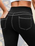 VOOVEEYA Curvy Womens Leggings, High Waisted Yoga Pants with Back Pockets Tummy Control Stretchy Workout Gym Tight(Black XL)