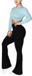 Sunzel Flare Leggings, Crossover Yoga Pants with Tummy Control, High-Waisted and Wide Leg, 34 Inseam, Black, Medium