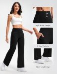 Libin Wide Leg Yoga Pants for Women 29" Trouser Desss Pants with Pockets High Waist Comfy Stretch Casual Loose Sweatpants for Palazzo Workout Slacks, Black, M