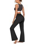 Promover Women's Yoga Pants Bootcut with Pockets High Waist Bootleg Workout Pant for Work Casual (Black, M)