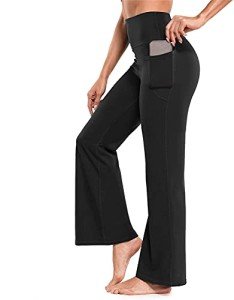 Nebility Bootcut Yoga Pants for Women Flared Leggings with Pocket Bootleg Casual Lounge Pants Work Pants Sweatpants Black