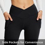 BALEAF Women's Crossover Flare Leggings High Waist Stretchy Bootcut Yoga Workout Causal Trendy Pants with Pockets Black M
