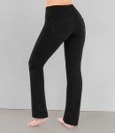 Nirlon Straight Leg Yoga Pants - Straight Leg Yoga Pants for Women Breathable Leggings for Women for Yoga Regular & Plus Size Pants for Women Yoga Work Pants for Women (M 32" Inseam, Black)