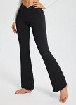 BALEAF Women's Crossover Flare Leggings High Waist Stretchy Bootcut Yoga Workout Causal Trendy Pants with Pockets Black M