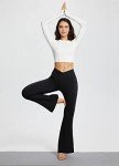 BALEAF Women's Crossover Flare Leggings High Waist Stretchy Bootcut Yoga Workout Causal Trendy Pants with Pockets Black M