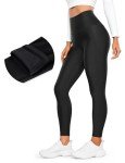 CRZ YOGA Womens High Waisted Fleece Lined Leggings 25 Inches - Winter Warm Thick Thermal Soft Workout Yoga Pants Black Small