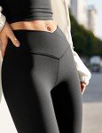 CRZ YOGA Butterluxe Crossover Flare Leggings for Women 31" - High Waist V Cross Bootcut Bell Bottoms Tummy Control Yoga Pants Black Medium