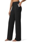 Willit Women's Wide Leg Pants Yoga Pants with Pockets High Waist Stretch Casual Lounge Comfy Pants 31" Black L