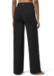 Willit Women's Wide Leg Pants Yoga Pants with Pockets High Waist Stretch Casual Lounge Comfy Pants 31" Black L