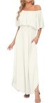 Off-Shoulder Ruffle Maxi Dress with Pockets - 2XL