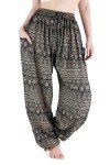 Lannaclothesdesign Women's Elephant Hippie Boho Yoga Harem Pants, Grey Small Line Elephant, Medium