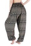Lannaclothesdesign Women's Elephant Hippie Boho Yoga Harem Pants, Grey Small Line Elephant, Medium