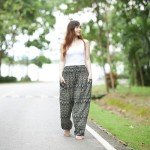 Lannaclothesdesign Women's Elephant Hippie Boho Yoga Harem Pants, Grey Small Line Elephant, Medium