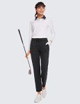 CRZ YOGA Womens 4-Way Stretch Ankle Golf Pants - 7/8 Dress Work Pants Pockets Athletic Travel Casual Lounge Workout Black Large