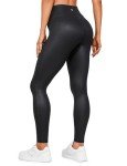 CRZ YOGA Butterluxe Matte Faux Leather Leggings for Women 28'' - No Front Seam High Waist Stretch Tights Pleather Pants Black Classic Large