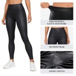 CRZ YOGA Butterluxe Matte Faux Leather Leggings for Women 28'' - No Front Seam High Waist Stretch Tights Pleather Pants Black Classic Large
