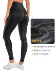 CRZ YOGA Butterluxe Matte Faux Leather Leggings for Women 28'' - No Front Seam High Waist Stretch Tights Pleather Pants Black Classic Large