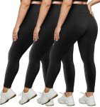 HLTPRO 3 Pack Leggings for Women(S-4XL) - High Waisted Tummy Control Plus Size Soft Pants for Workout Running Yoga