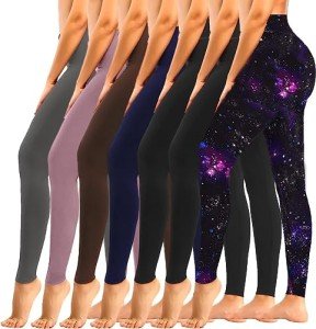 we fleece 7 Pack High Waisted Leggings for Women Tummy Control Soft Workout Yoga Pants