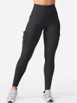 YEOREO Workout Cargo Leggings with Pockets for Women Hidden Scrunch Butt Lifting Hedda Leggings Compression Gym Yoga Pants Black Medium