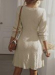 Chic Loose V-Neck Sweater Midi Dress