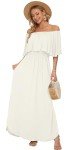 Off-Shoulder Ruffle Maxi Dress with Pockets - 2XL