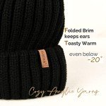 Warm Knit Beanie Hat with Faux Fur Pom