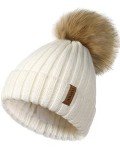 FURTALK Women's Winter Knit Beanie with Faux Fur Pom