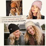 Light Pink Knit Beanie Hat with Silk Lining