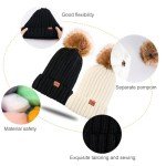 2 Pack Women's Warm Pompom Knitted Beanie Hats